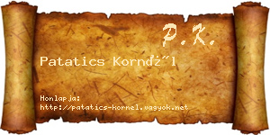 Patatics Kornél névjegykártya